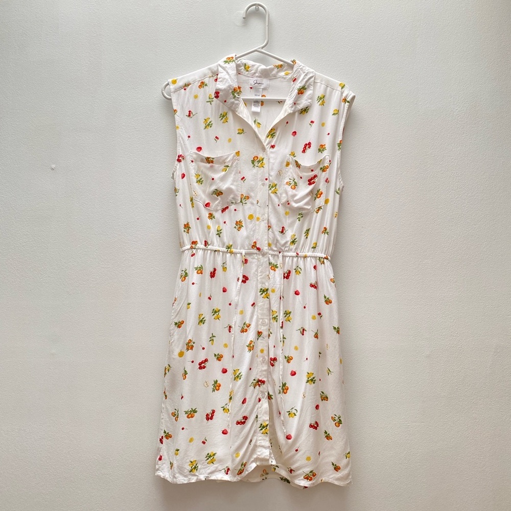 Japna - Cherry, Tomato, Orange and Lemon Print White Sleeveless Dress